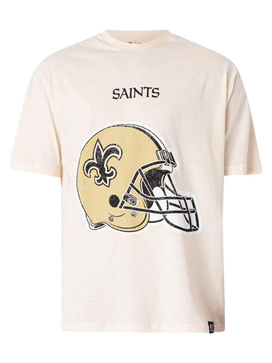 NFL Saints Helmet Relaxed White T-Shirt
