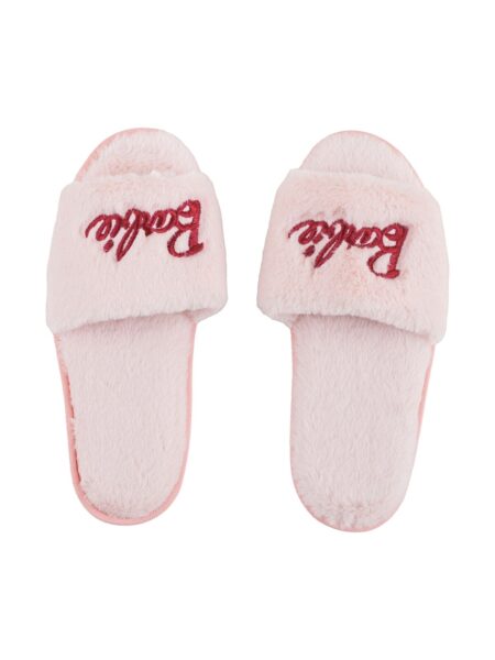 Barbie Embroidered Plush Women Pink House Slippers