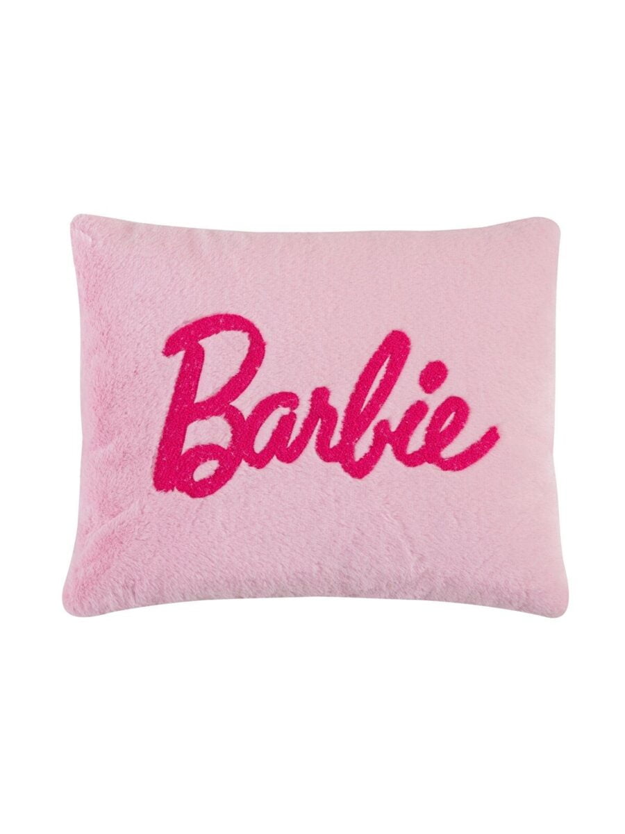 Barbie Embroidered Pink Plush Pillow