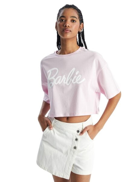 Barbie Printed Crop Pink T-shirt