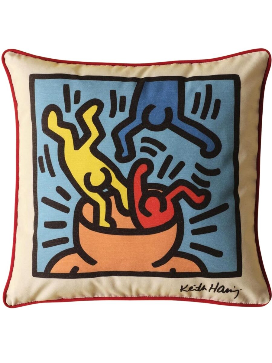 Keith Haring Colored Throw Pillow