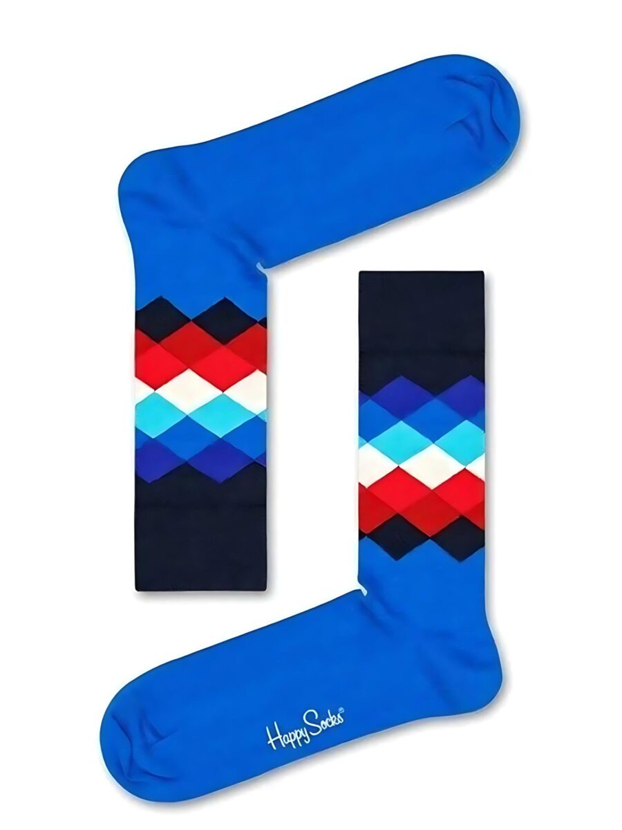 Happy Socks Diamond Pattern Blue Socks
