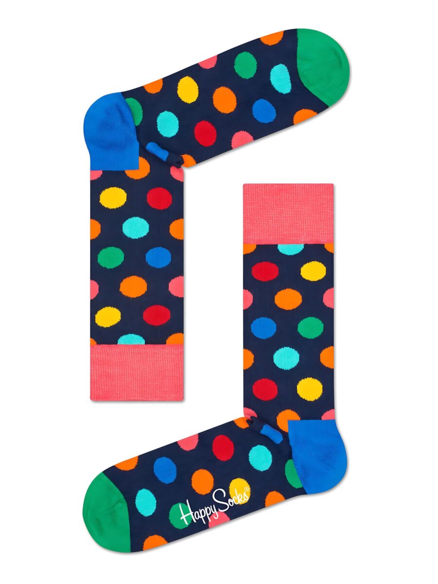 Happy Socks Rainbow Colored Polka Navy blue Socks